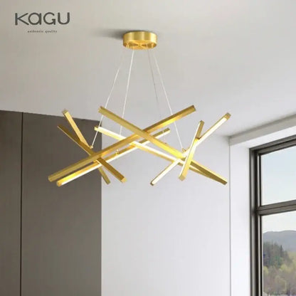 Modern black & gold led chandelier living room pendant light