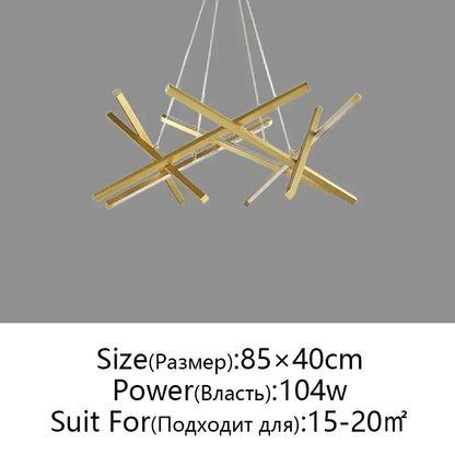 Modern black & gold led chandelier living room pendant light