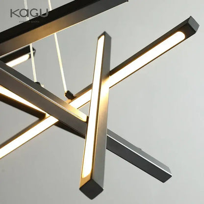 Modern black & gold led chandelier living room pendant light