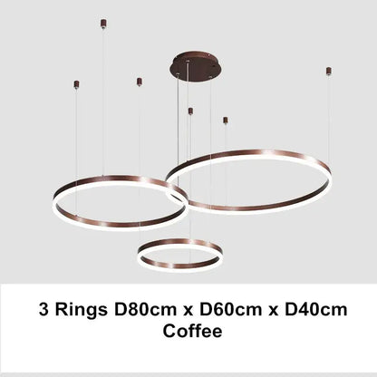 Modern coffee gold led chandelier rings – dining room pendant light