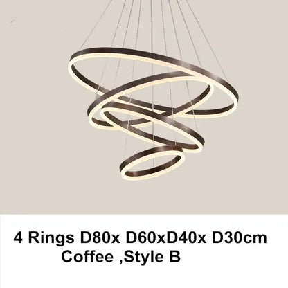 Modern coffee gold led chandelier rings – dining room pendant light