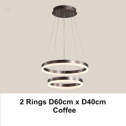 Modern coffee gold led chandelier rings – dining room pendant light