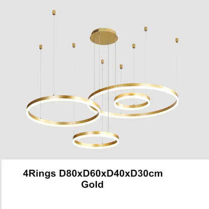 Modern coffee gold led chandelier rings – dining room pendant light