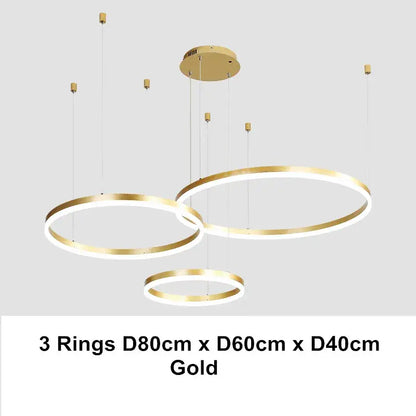 Modern coffee gold led chandelier rings – dining room pendant light