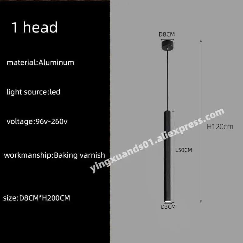 Modern black cylindrical led chandelier stairs pendant for lobby
