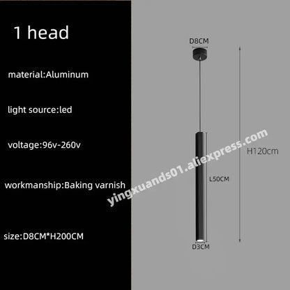 Modern black cylindrical led chandelier stairs pendant for lobby
