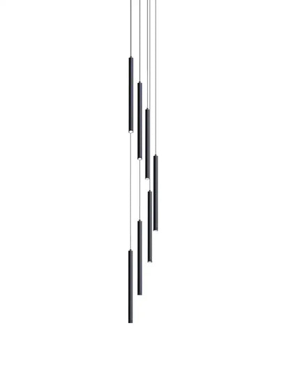 Modern black cylindrical led chandelier stairs pendant for lobby