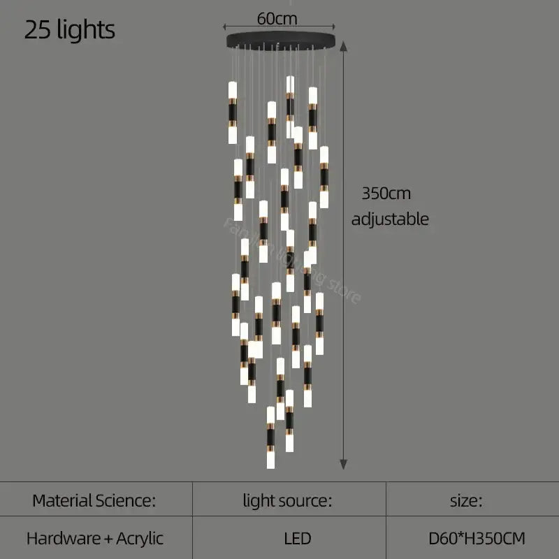 Modern black & gold led chandelier – dining room pendant