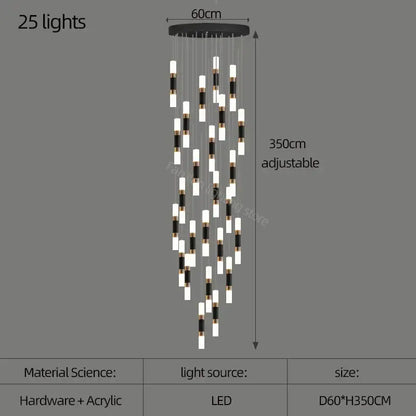 Modern black & gold led chandelier – dining room pendant