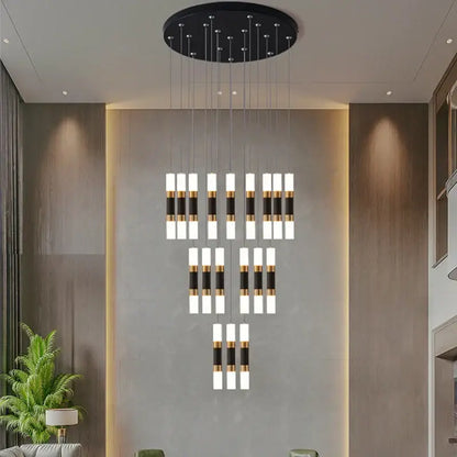 Modern black & gold led chandelier – dining room pendant