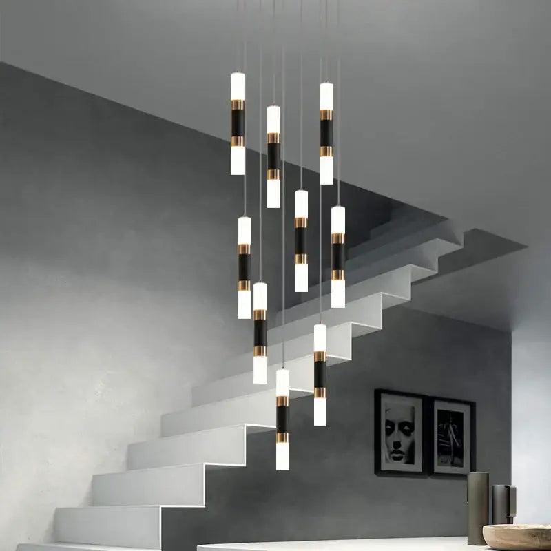 Modern black & gold led chandelier – dining room pendant