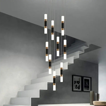 Modern black & gold led chandelier – dining room pendant