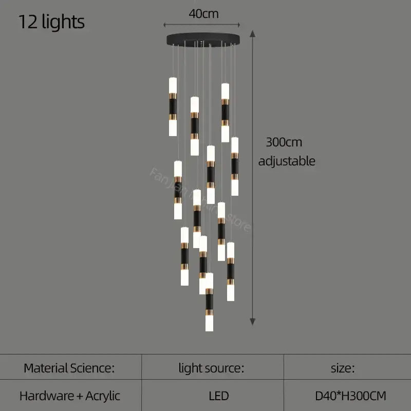 Modern black & gold led chandelier – dining room pendant