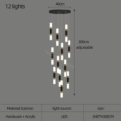 Modern black & gold led chandelier – dining room pendant