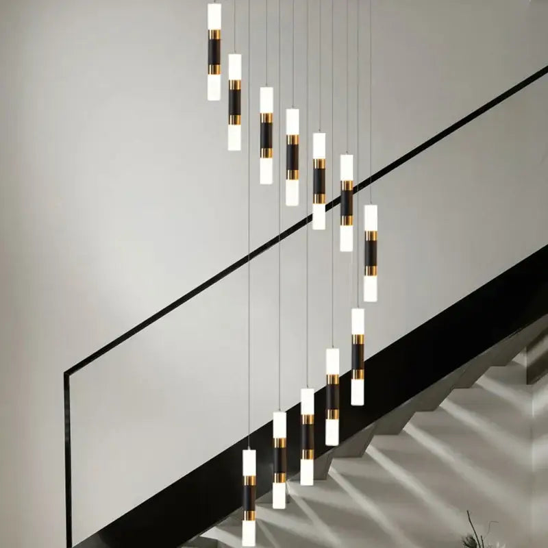 Modern black & gold led chandelier – dining room pendant
