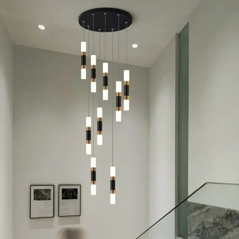 Modern black & gold led chandelier – dining room pendant