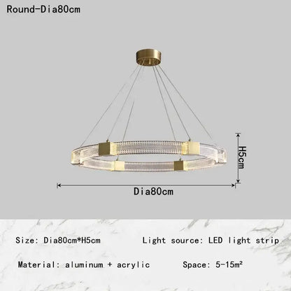 Modern gold circular led chandelier for living room dining room