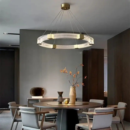 Modern gold circular led chandelier for living room dining room