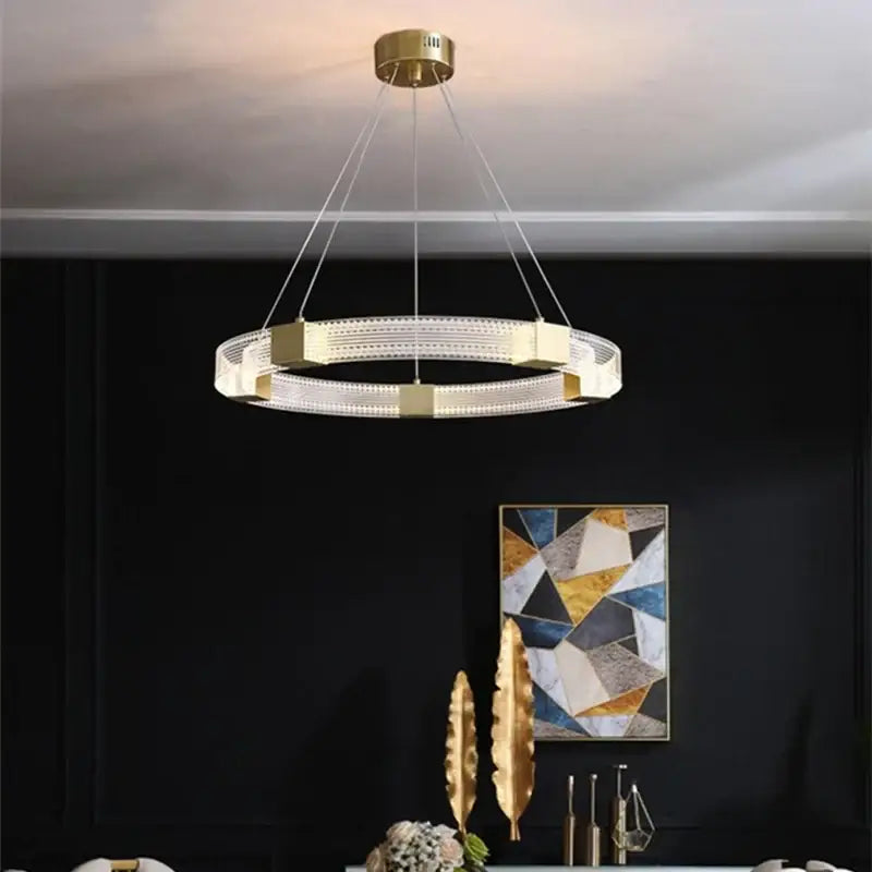 Modern gold circular led chandelier for living room dining room