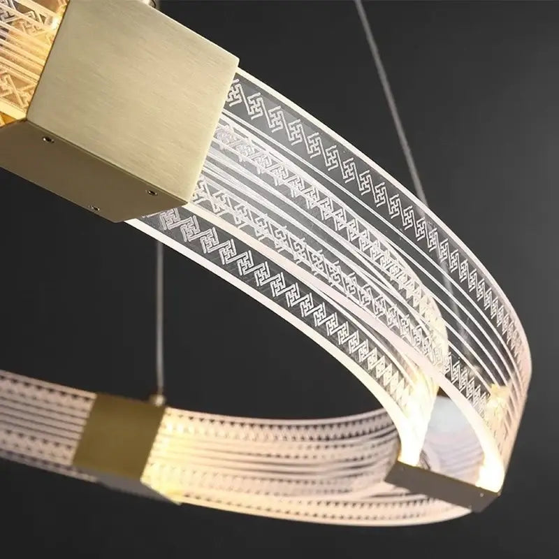 Modern gold circular led chandelier for living room dining room