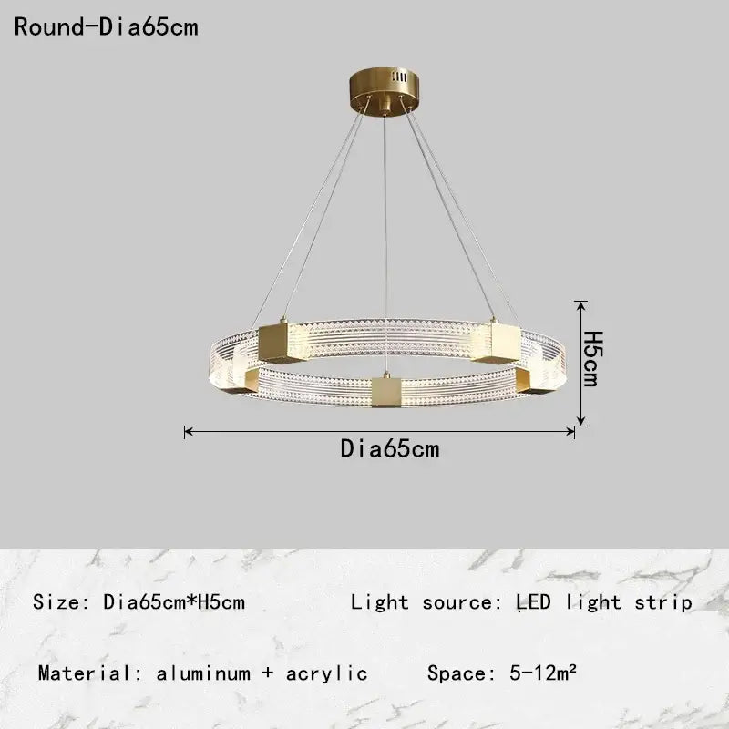 Modern gold circular led chandelier for living room dining room