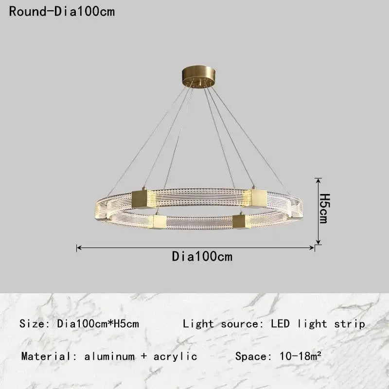 Modern gold circular led chandelier for living room dining room