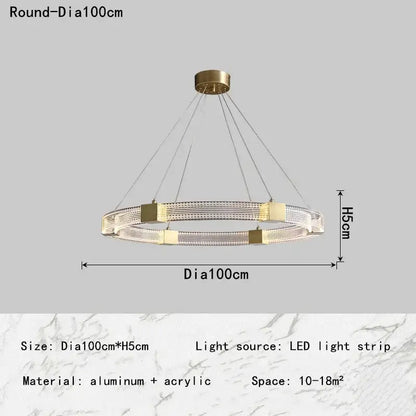 Modern gold circular led chandelier for living room dining room