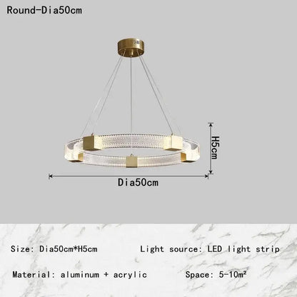 Modern gold circular led chandelier for living room dining room