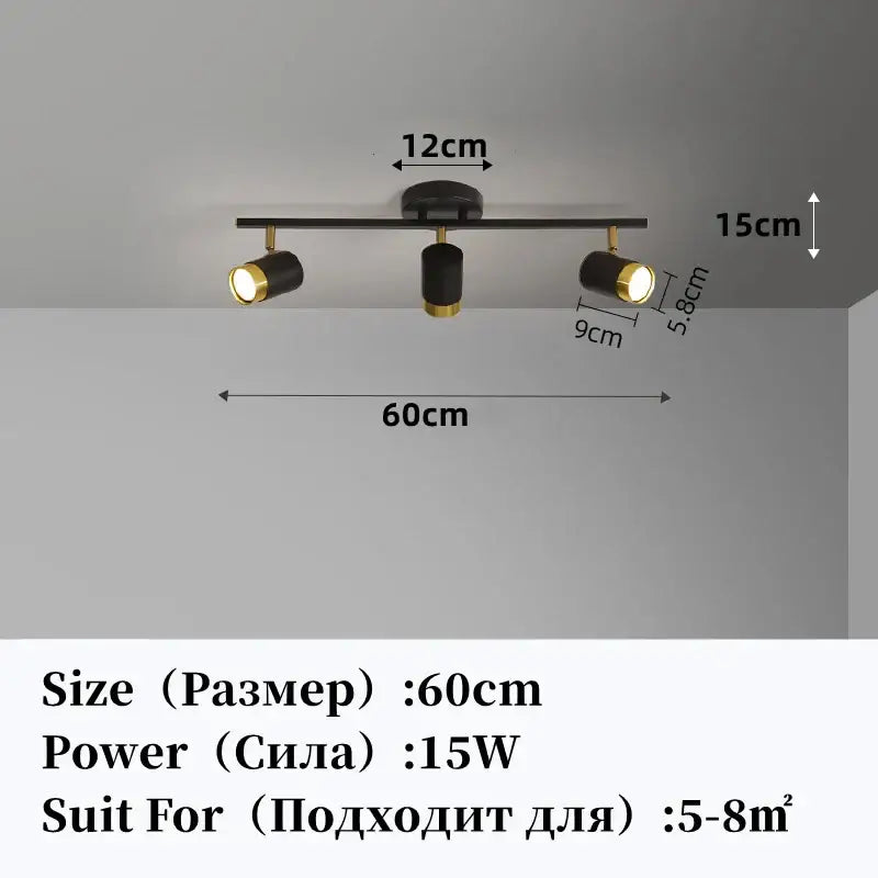 led chandelier black & gold spotlight for living room