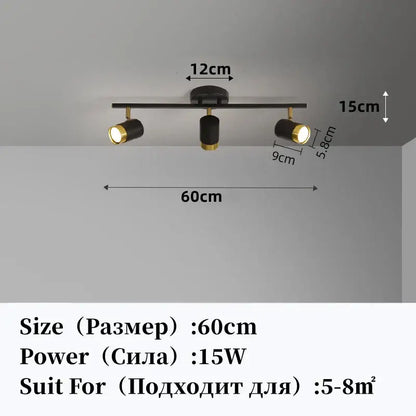 led chandelier black & gold spotlight for living room
