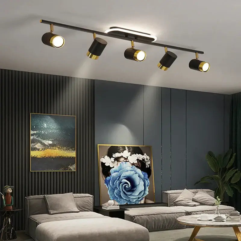led chandelier black & gold spotlight for living room