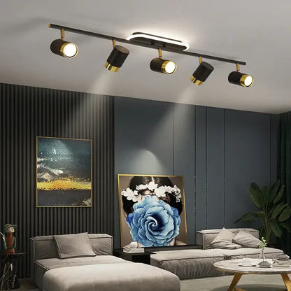 led chandelier black & gold spotlight for living room