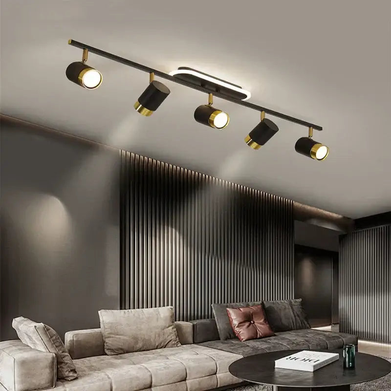 led chandelier black & gold spotlight for living room