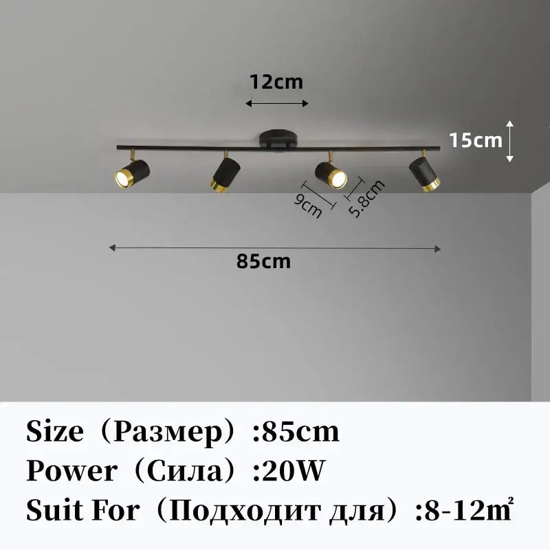 led chandelier black & gold spotlight for living room