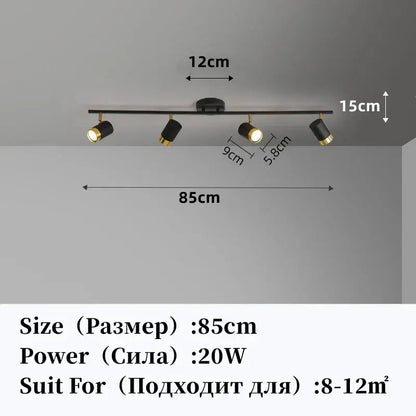 led chandelier black & gold spotlight for living room