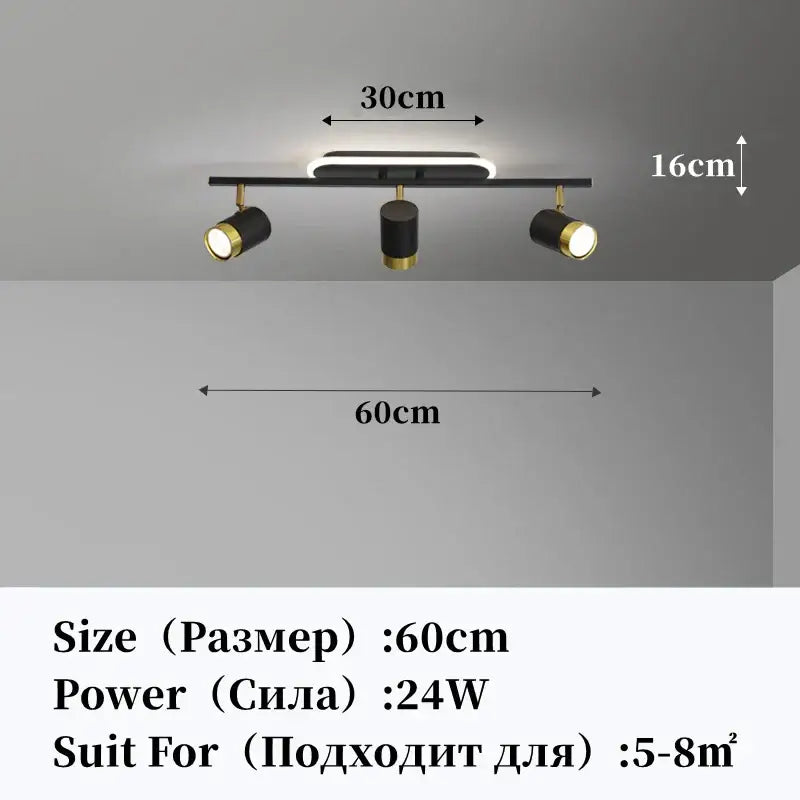 led chandelier black & gold spotlight for living room