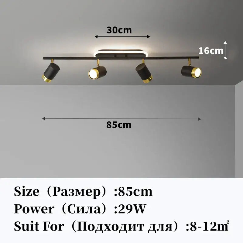 led chandelier black & gold spotlight for living room