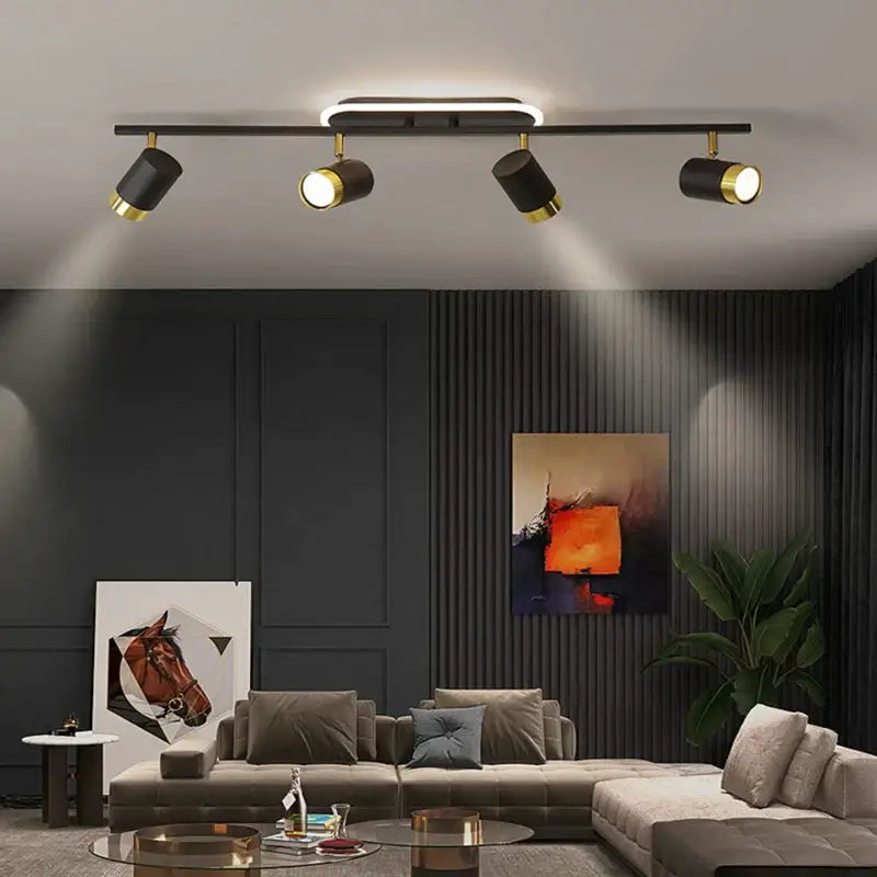 led chandelier black & gold spotlight for living room