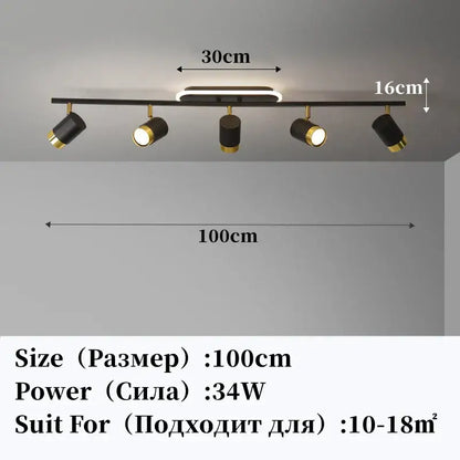 led chandelier black & gold spotlight for living room