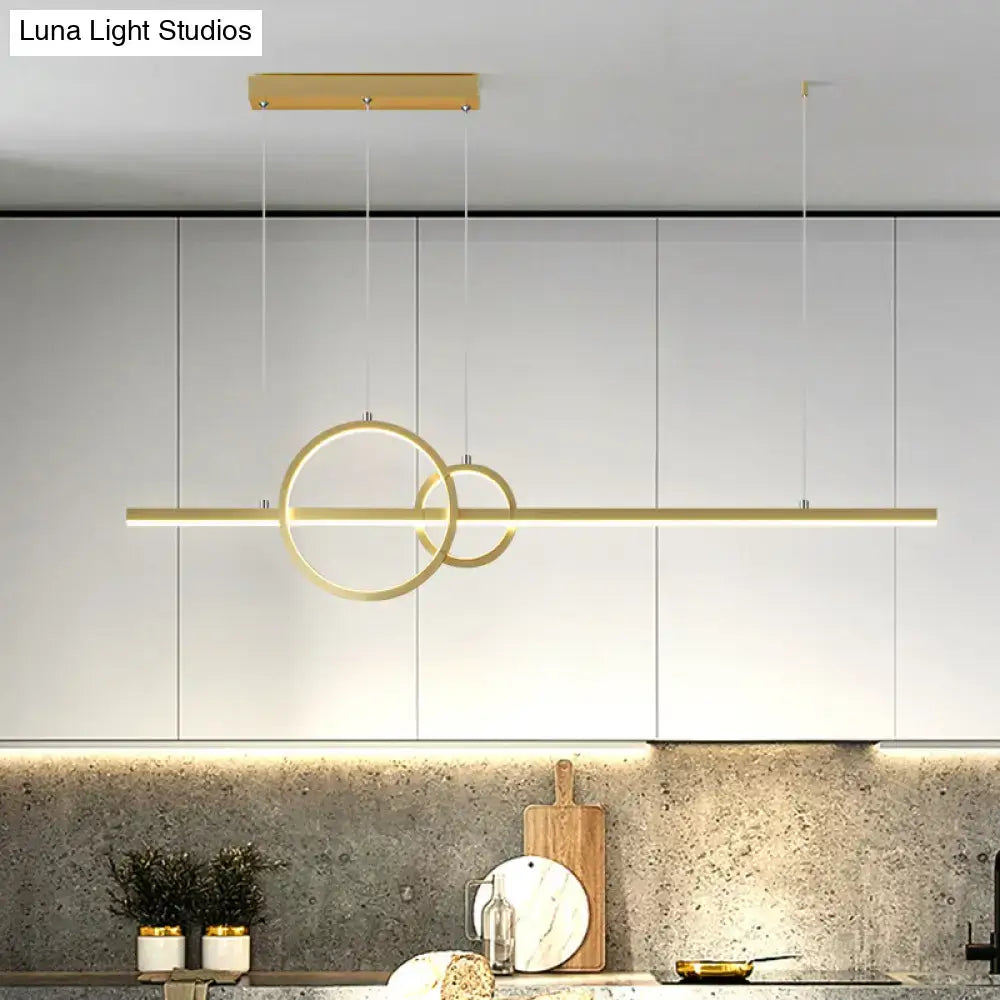Modern black led ring and line pendant light dining room third gear color