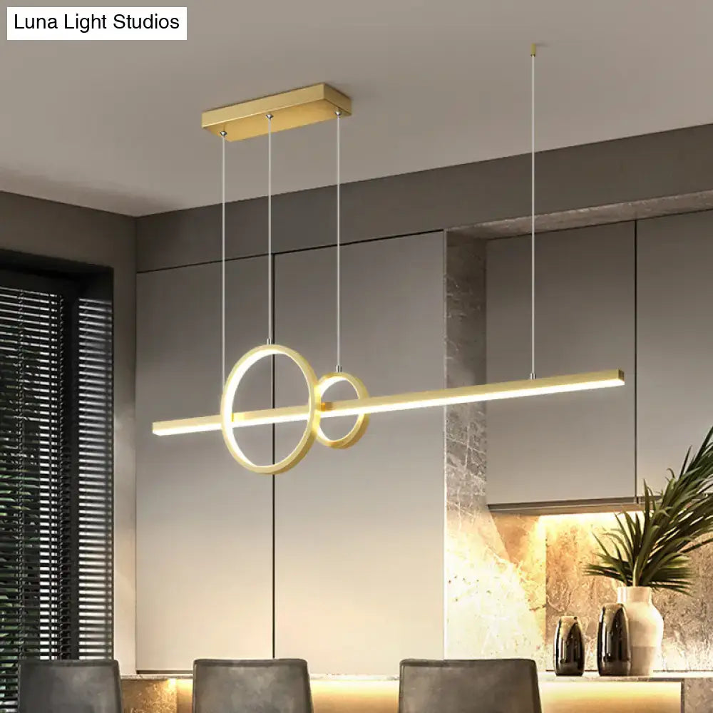 Modern black led ring and line pendant light dining room third gear color