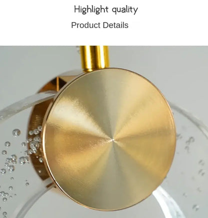 Modern gold led crystal pendant light for bedroom