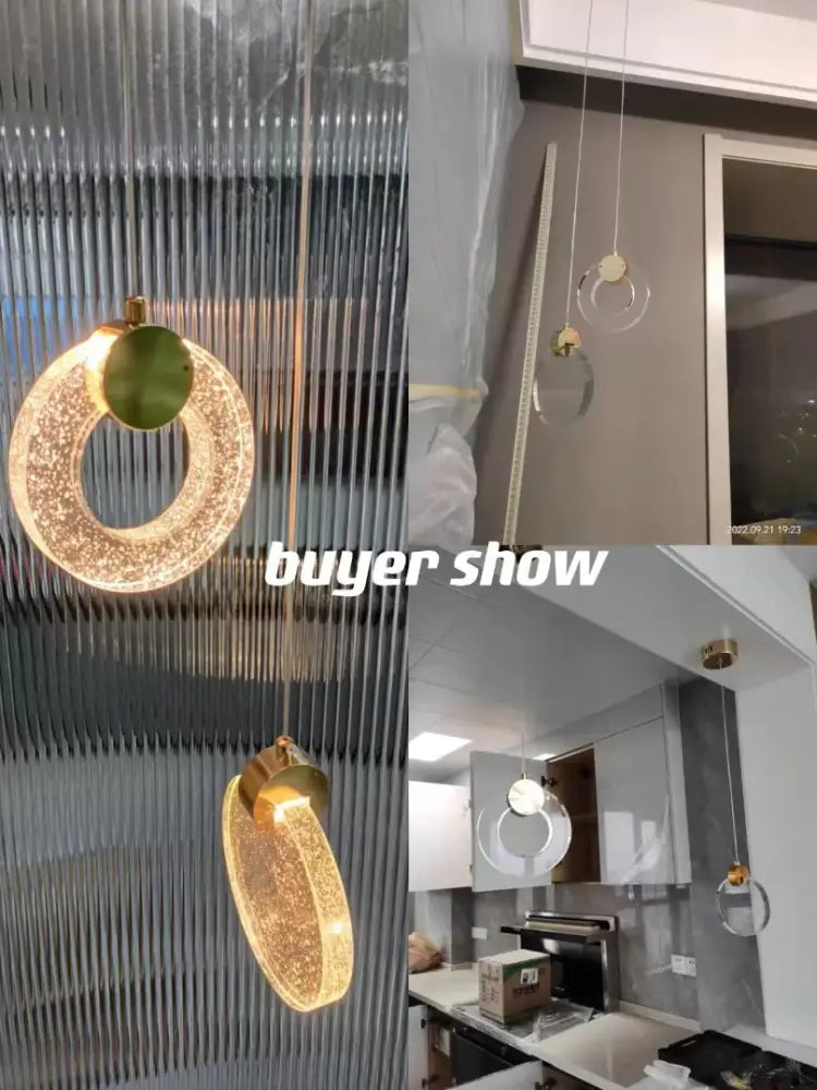 Modern gold led crystal pendant light for bedroom