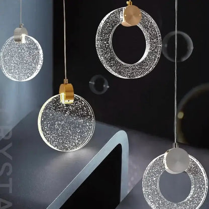 Modern gold led crystal pendant light for bedroom