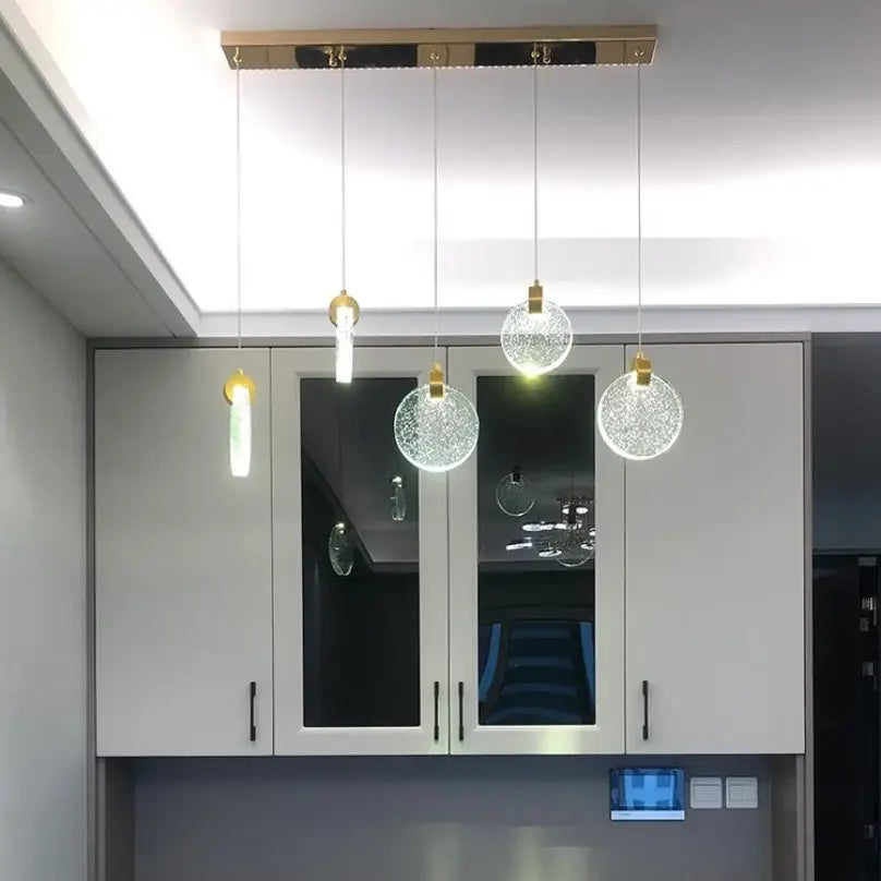 Modern gold led crystal pendant light for bedroom