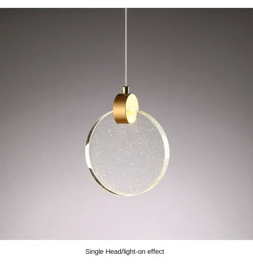 Modern gold led crystal pendant light for bedroom