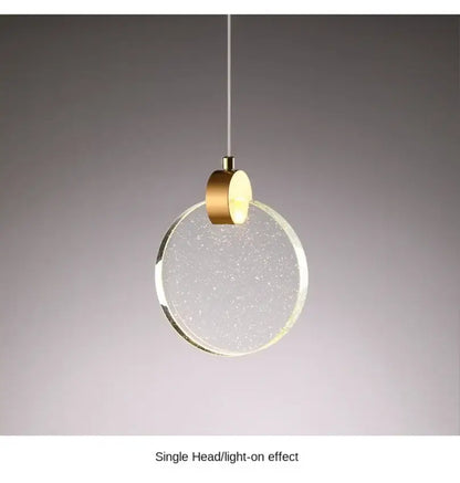Modern gold led crystal pendant light for bedroom