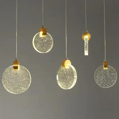 Modern gold led crystal pendant light for bedroom