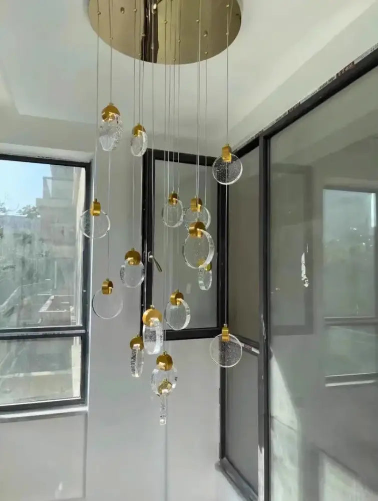 Modern gold led crystal pendant light for bedroom