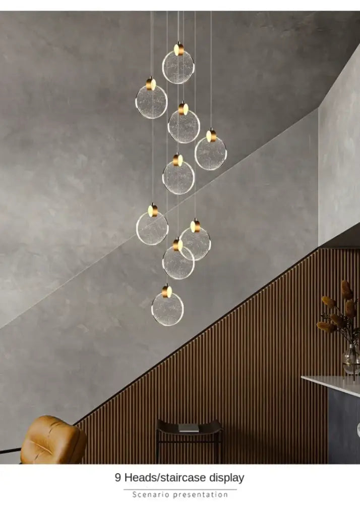 Modern gold led crystal pendant light for bedroom